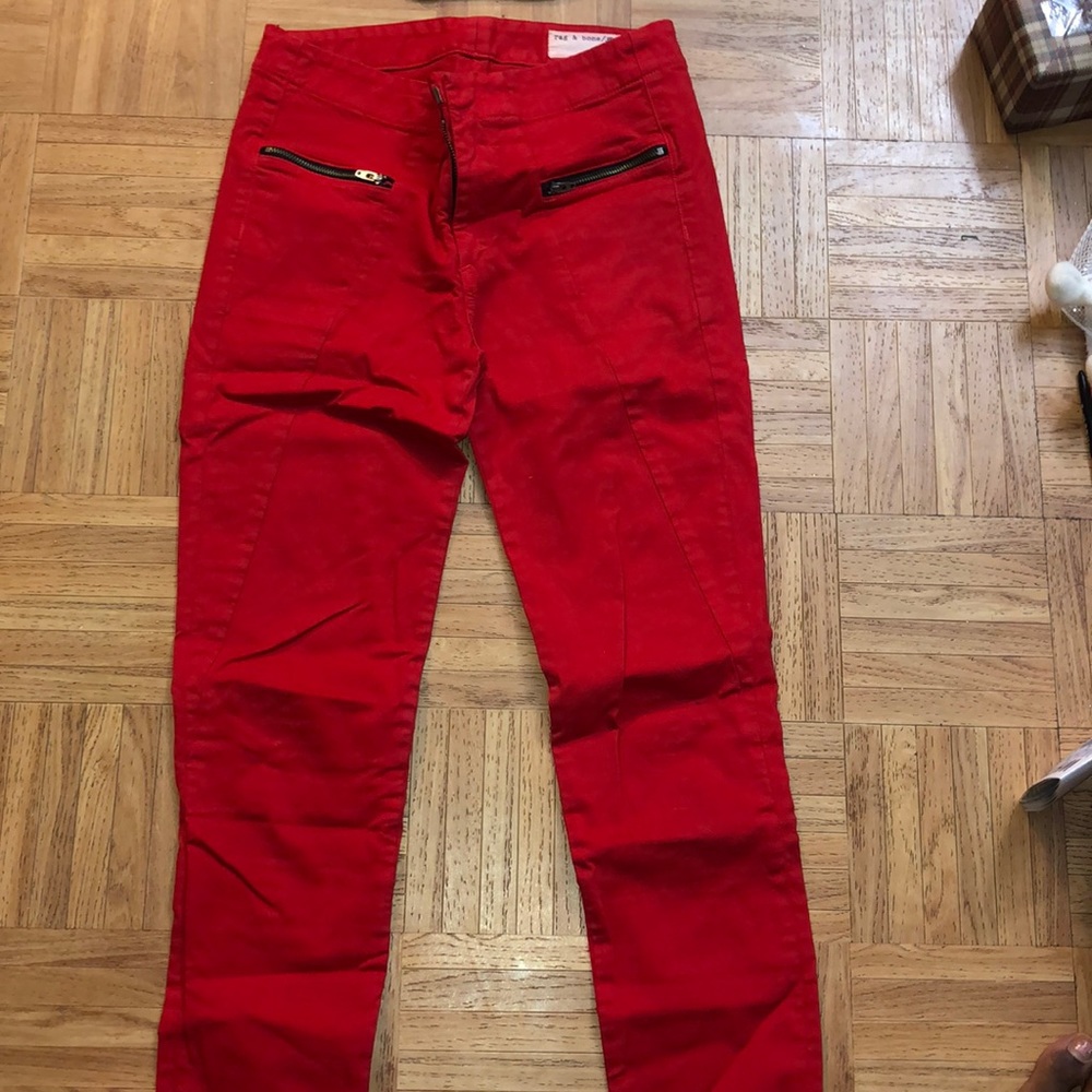 Rag & Bone Red High-Rise Skinny Jeans